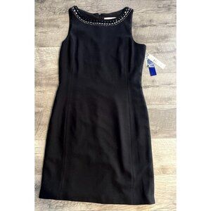 Peter Nygard Dress Womens 6 Black Sleeveless Rhinestone Neck Lined‎ Cocktail NEW